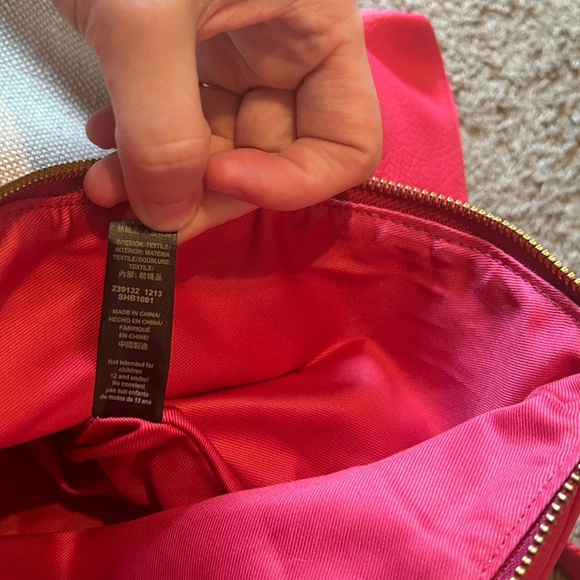 NWT Fossil Kira Pink Pebbled Faux Leather Fold Top Handle Bag Corssbody Canvas - Picture 10 of 11